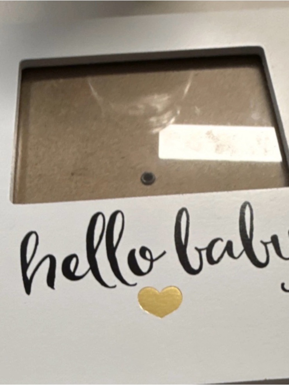 Hello Baby Gold Heart Photo Frame - White